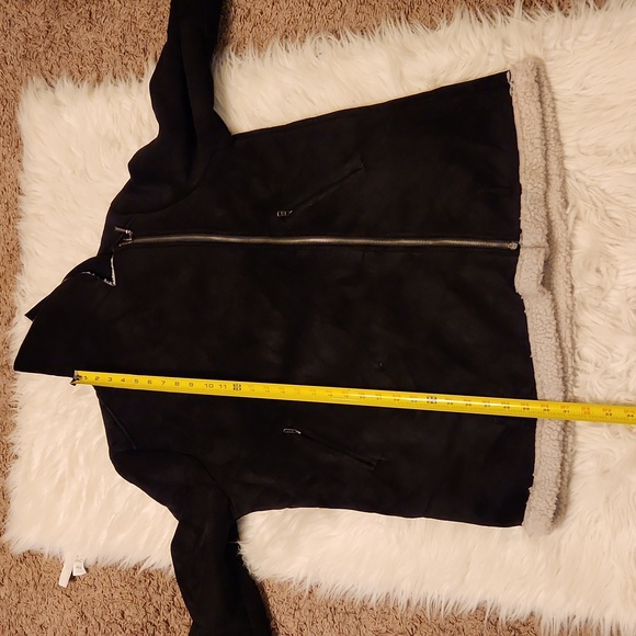 THE ROCKN REV WOMEN FAUX FUR FLEECE COAT OUTWEAR WARM LAPEL BIKER MOTOR AVIATOR - Picture 11 of 12